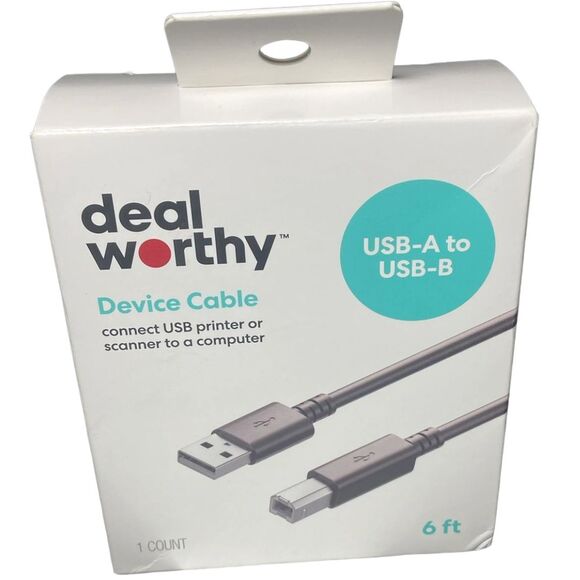 USB 6ft A Male to B Male High-Speed Black 480Mbps Data Transfer dealworthy™ - Picture 1 of 5